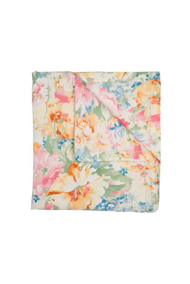 byTiMo Table Cloth Linen 140x300cm Pink Floral - hvittrad.no