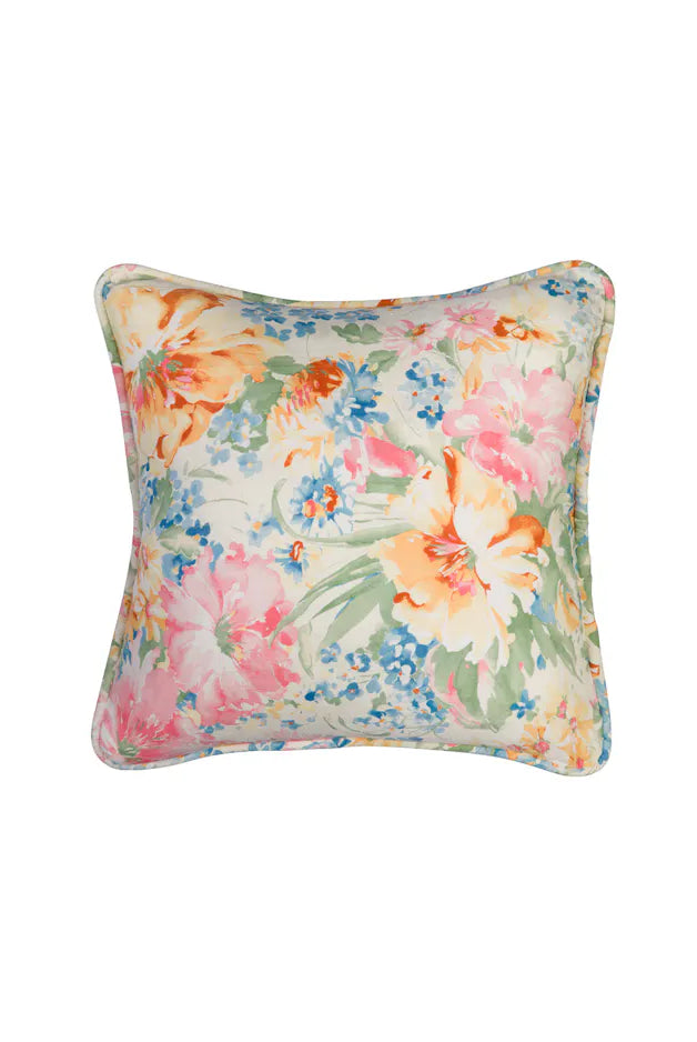 byTiMo Cushion Cover Linen 50x50cm Pink Floral - hvittrad.no