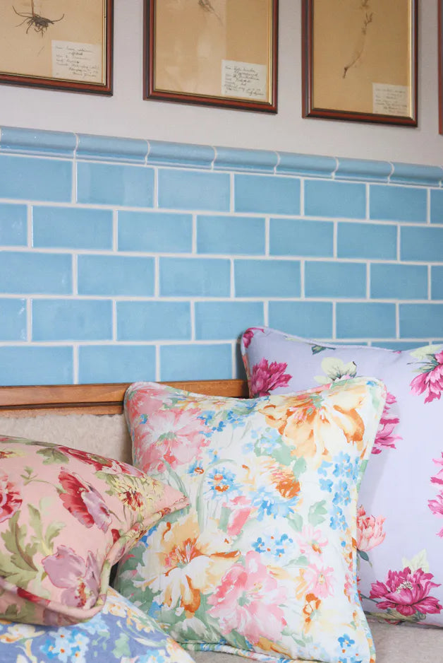 byTiMo Cushion Cover Linen 50x50cm Pink Floral - hvittrad.no