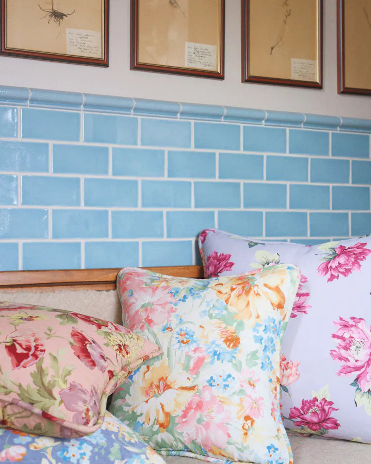 byTiMo Cushion Cover Linen 50x50cm Pink Floral - hvittrad.no