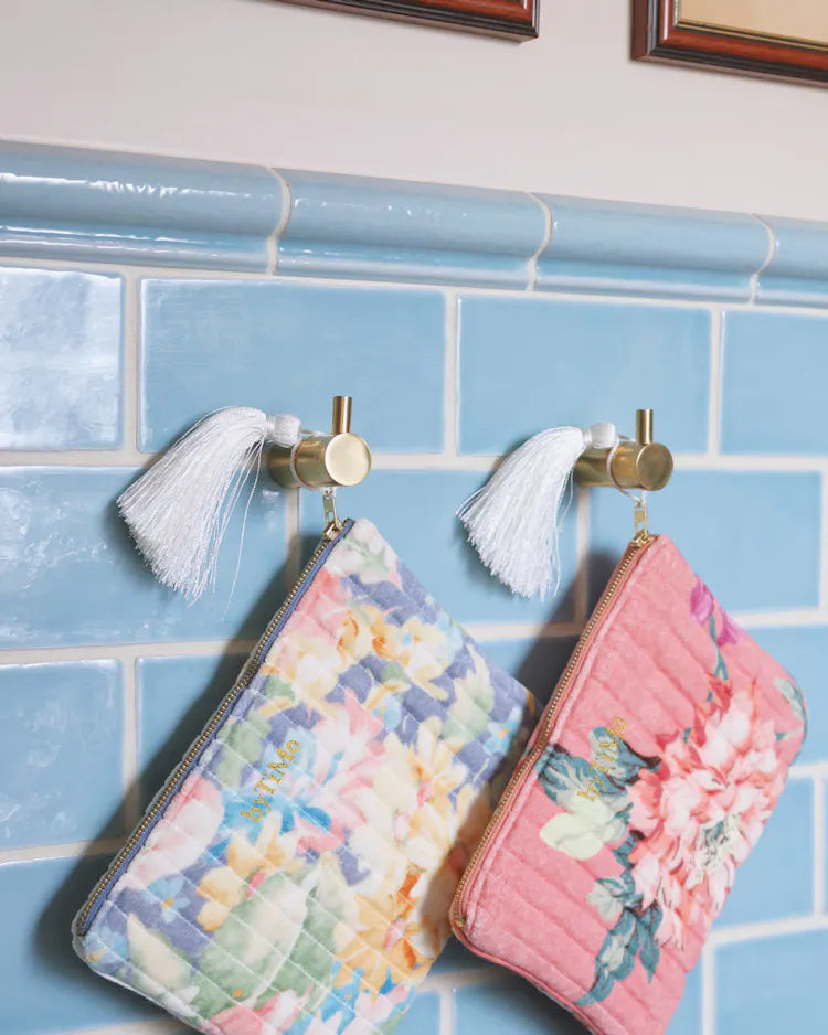 byTiMo Zipper Pouch Velvet Pink Posy - hvittrad.no