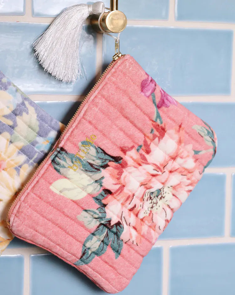 byTiMo Zipper Pouch Velvet Pink Posy - hvittrad.no
