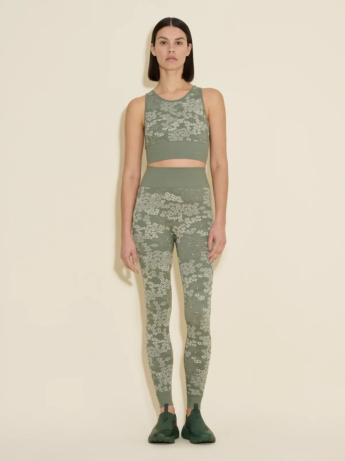 Holzweiler Seamless Jacquard Tights Green Mix - hvittrad.no