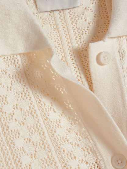 Holzweiler Loch Crochet Knit Shirt White - hvittrad.no