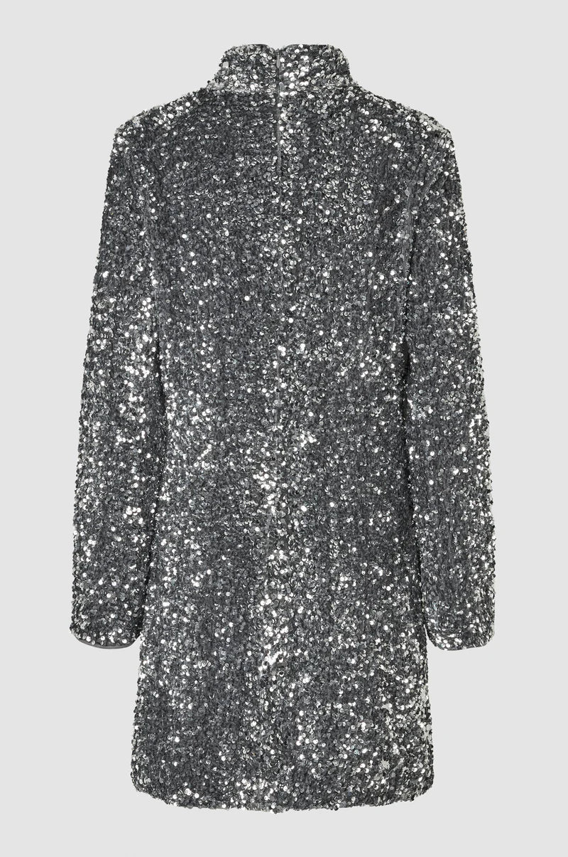 Second Female Shimmer Slim Dress Silver - hvittrad.no