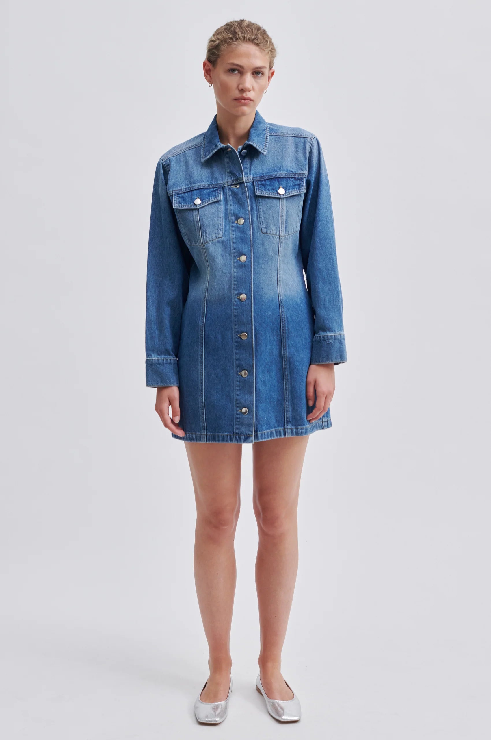 Second Female Kylie Dress Denim Blue - hvittrad.no