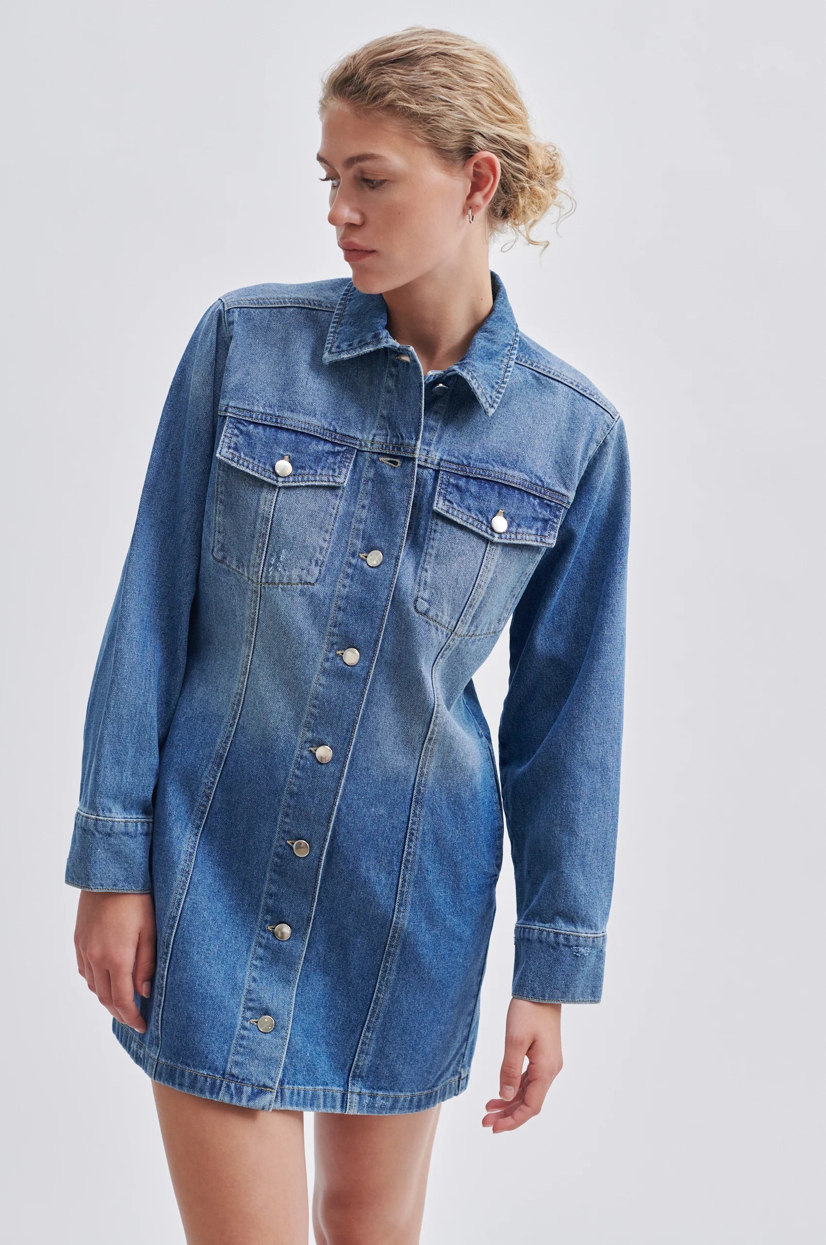 Second Female Kylie Dress Denim Blue - hvittrad.no