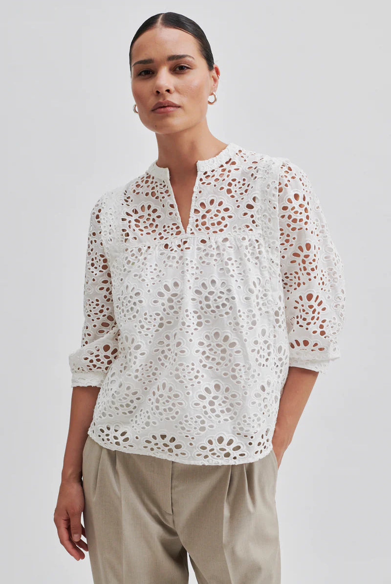 Second Female Stefanie Blouse White - hvittrad.no
