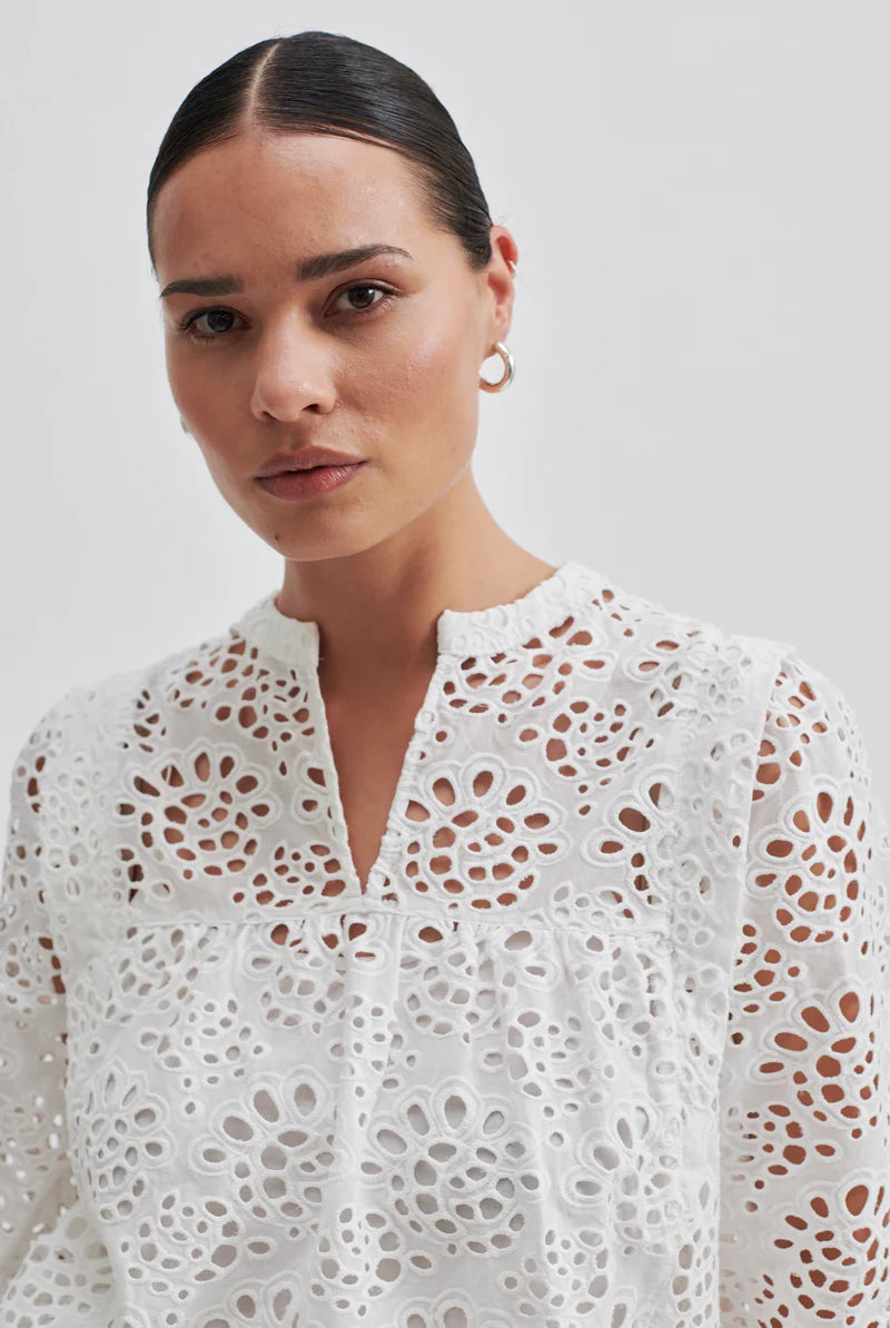 Second Female Stefanie Blouse White - hvittrad.no