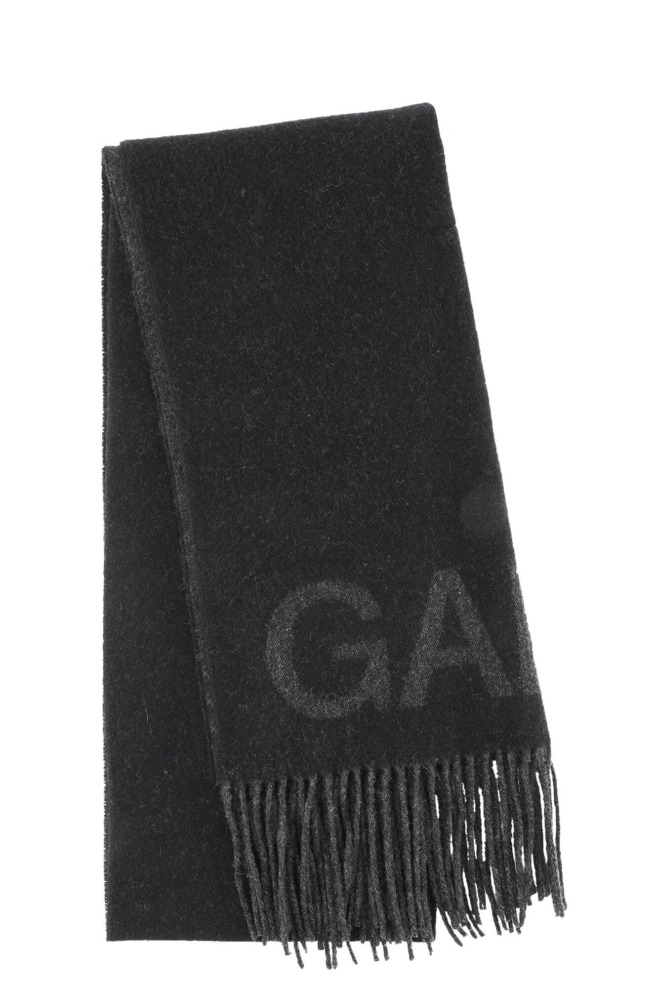 GANNI Fringed Wool Scarf Black - hvittrad.no