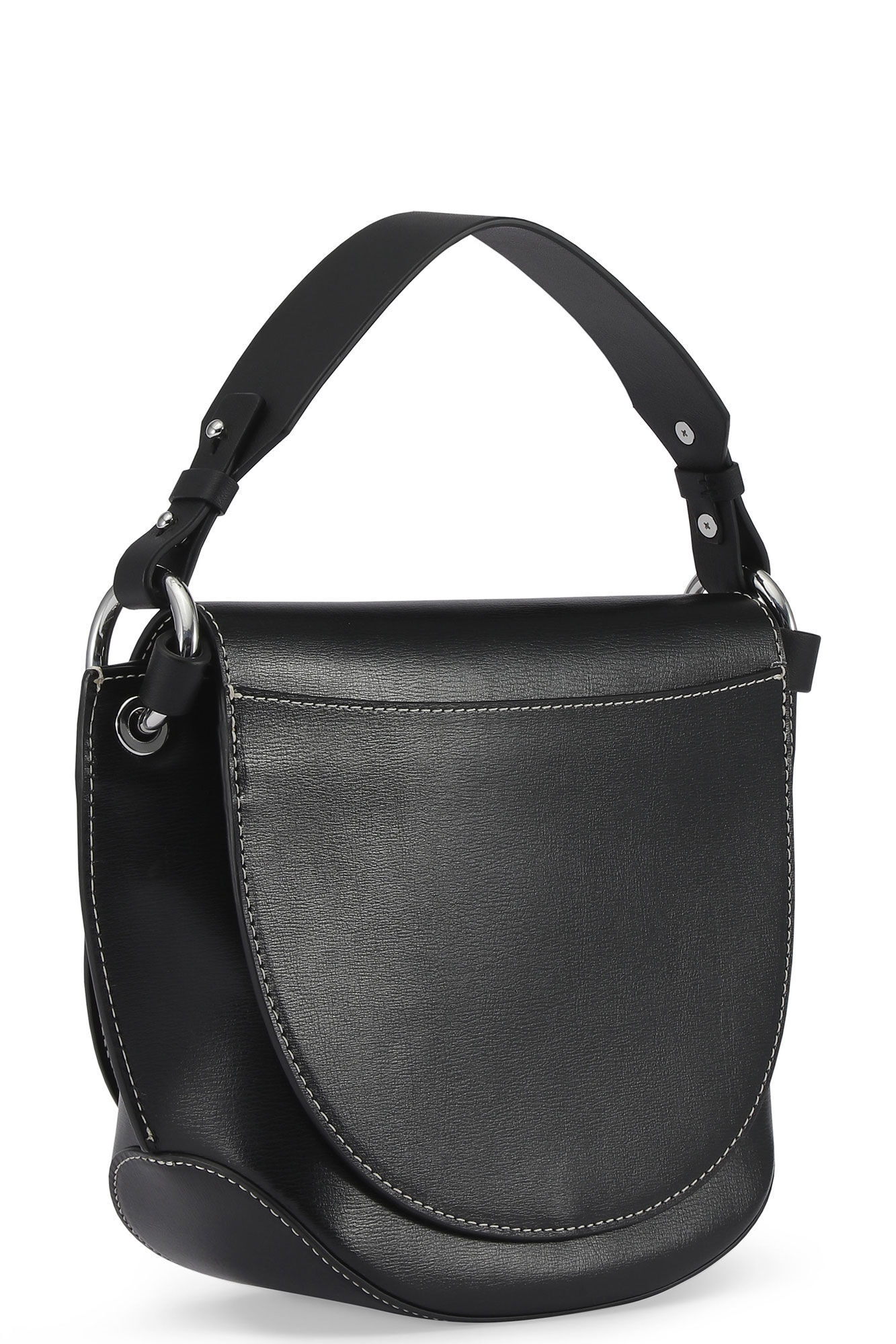 Ganni Banner Saddle Bag Black - hvittrad.no