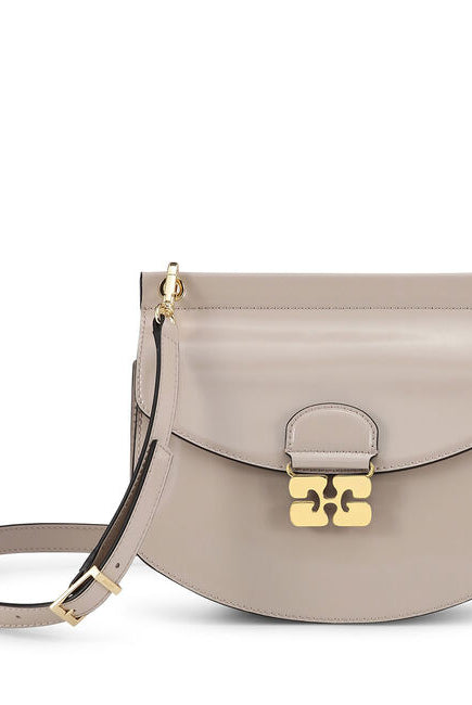 GANNI Apo-G Bag Small Patent Oyster Gray - hvittrad.no