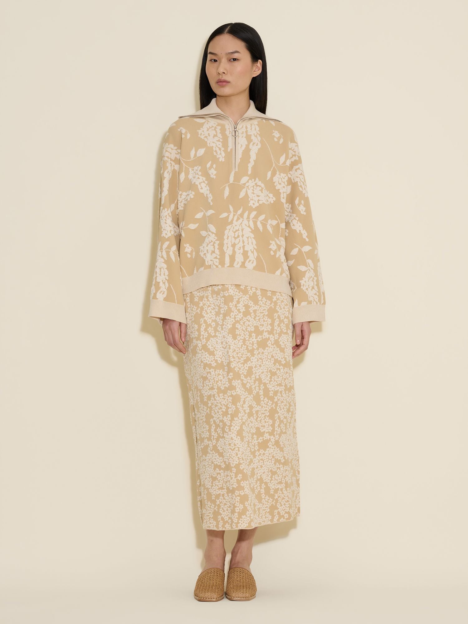 Holzweiler Tine Jacquard Knit Skirt Beige Mix - hvittrad.no