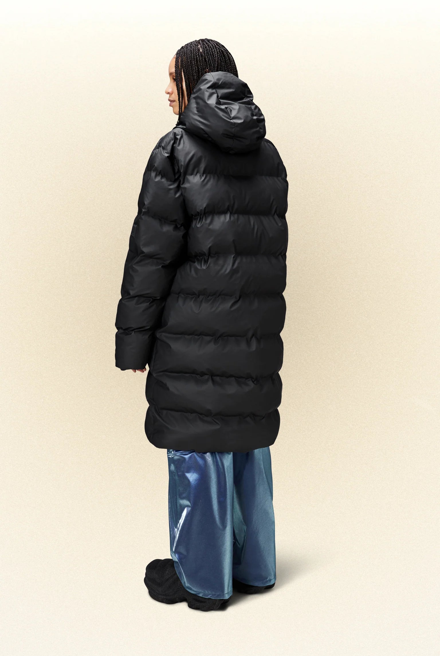 Rains Alta Long Puffer Jacket W3T4 Black - hvittrad.no
