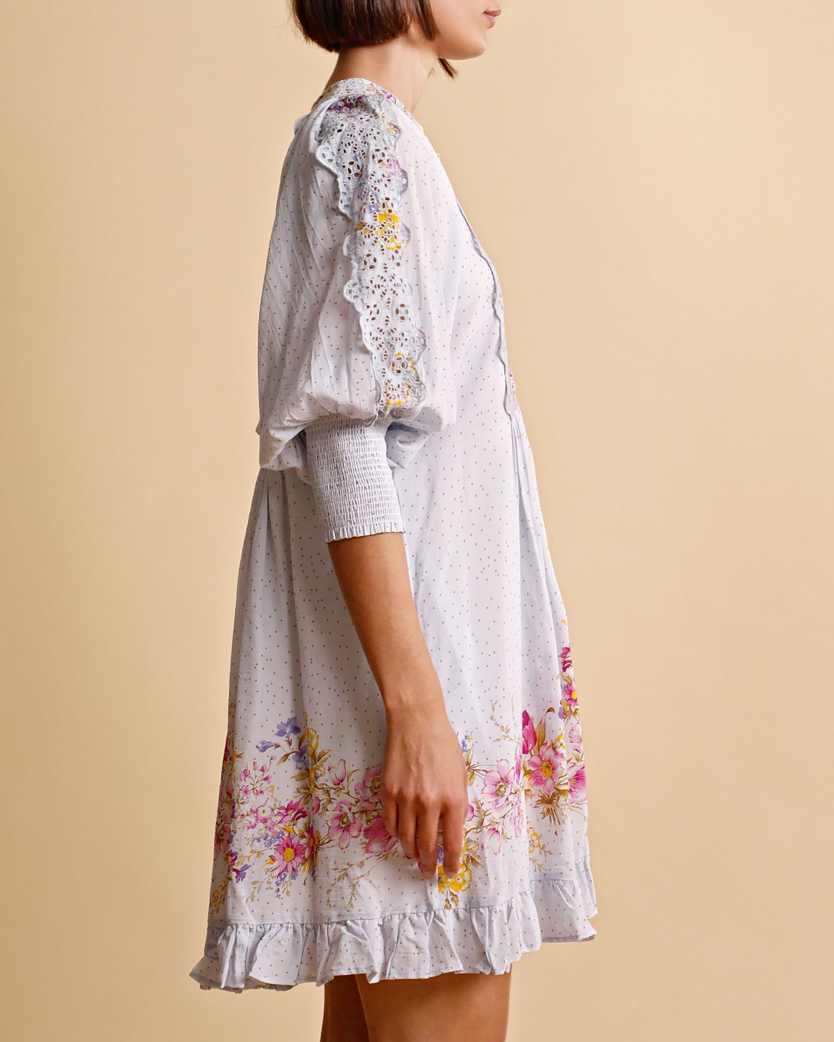 byTiMo Cotton Slub Shift Dress Flower Market - hvittrad.no