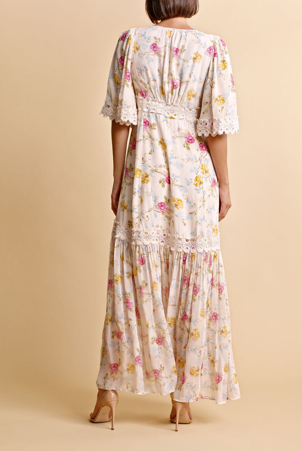 byTiMo Satin Embroidery Dress Daylight Roses - hvittrad.no