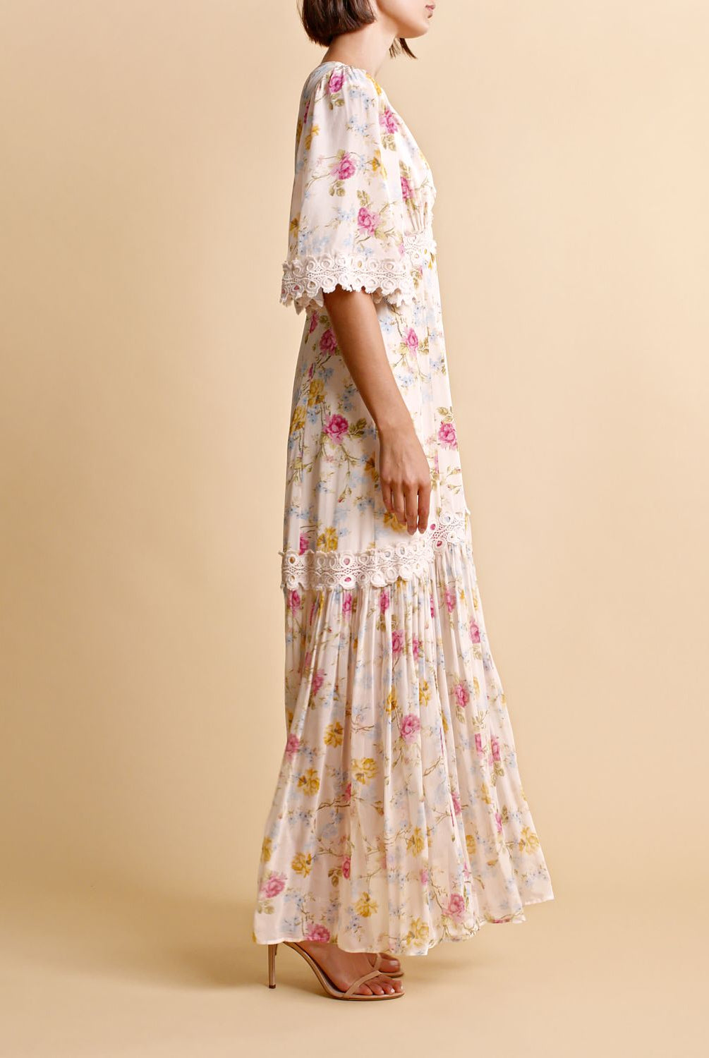 byTiMo Satin Embroidery Dress Daylight Roses - hvittrad.no