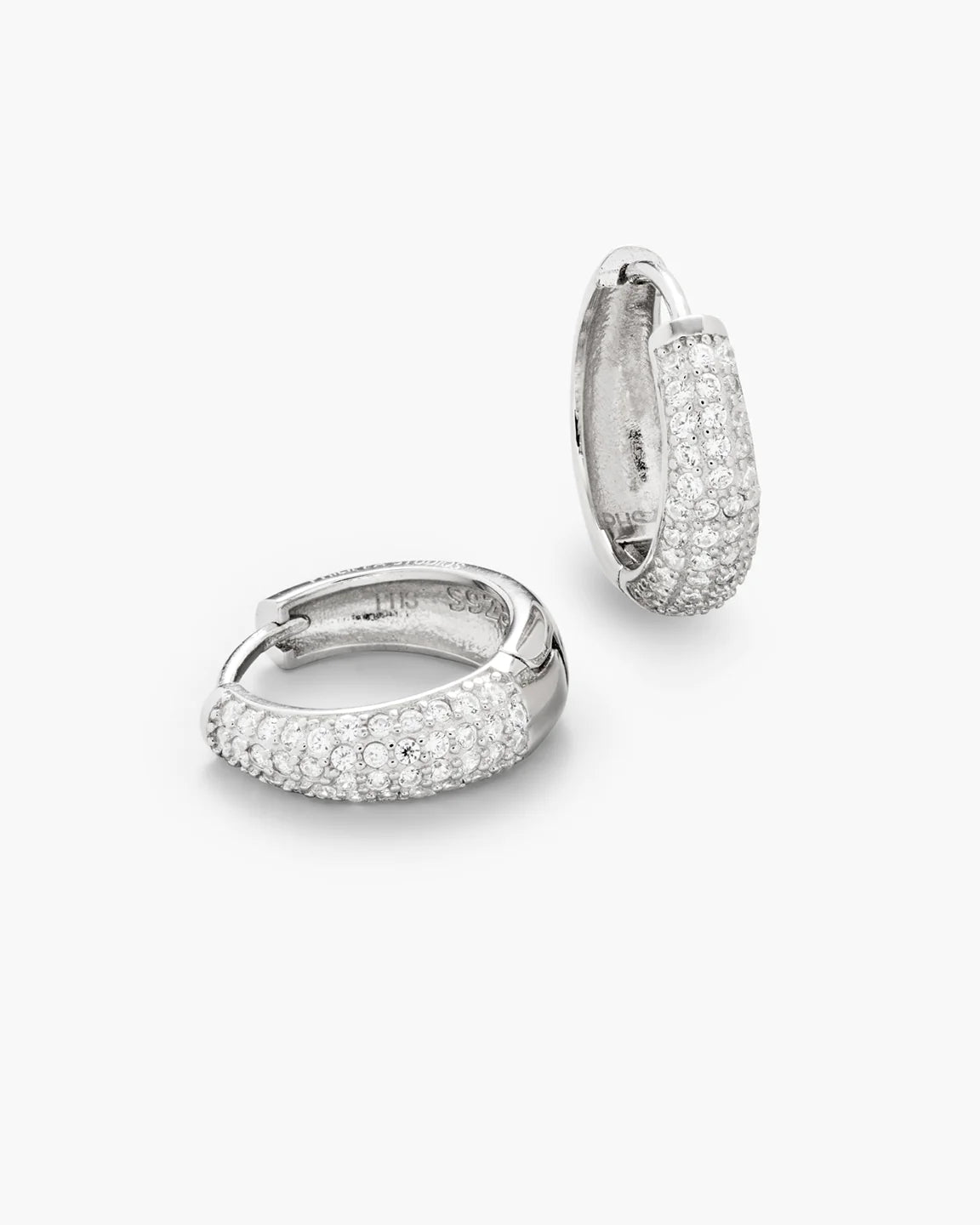 Philippa Studios Dome Pave Hoops Large Silver - hvittrad.no