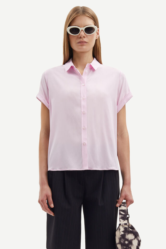 Samsøe Samsøe Majan SS Shirt 9942 Lilac Snow - hvittrad.no