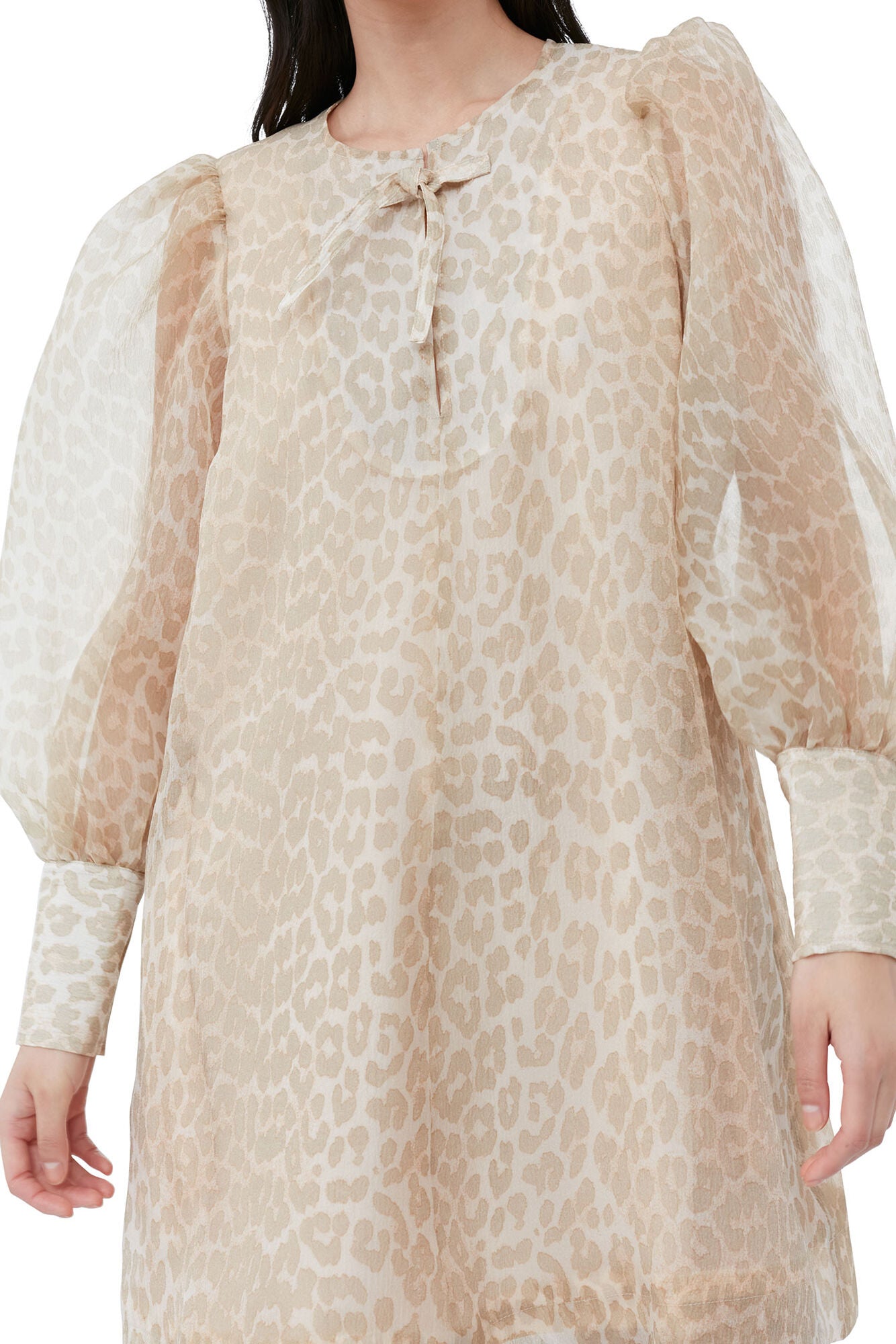 Organza A-shaped Mini Dress Oyster Gray