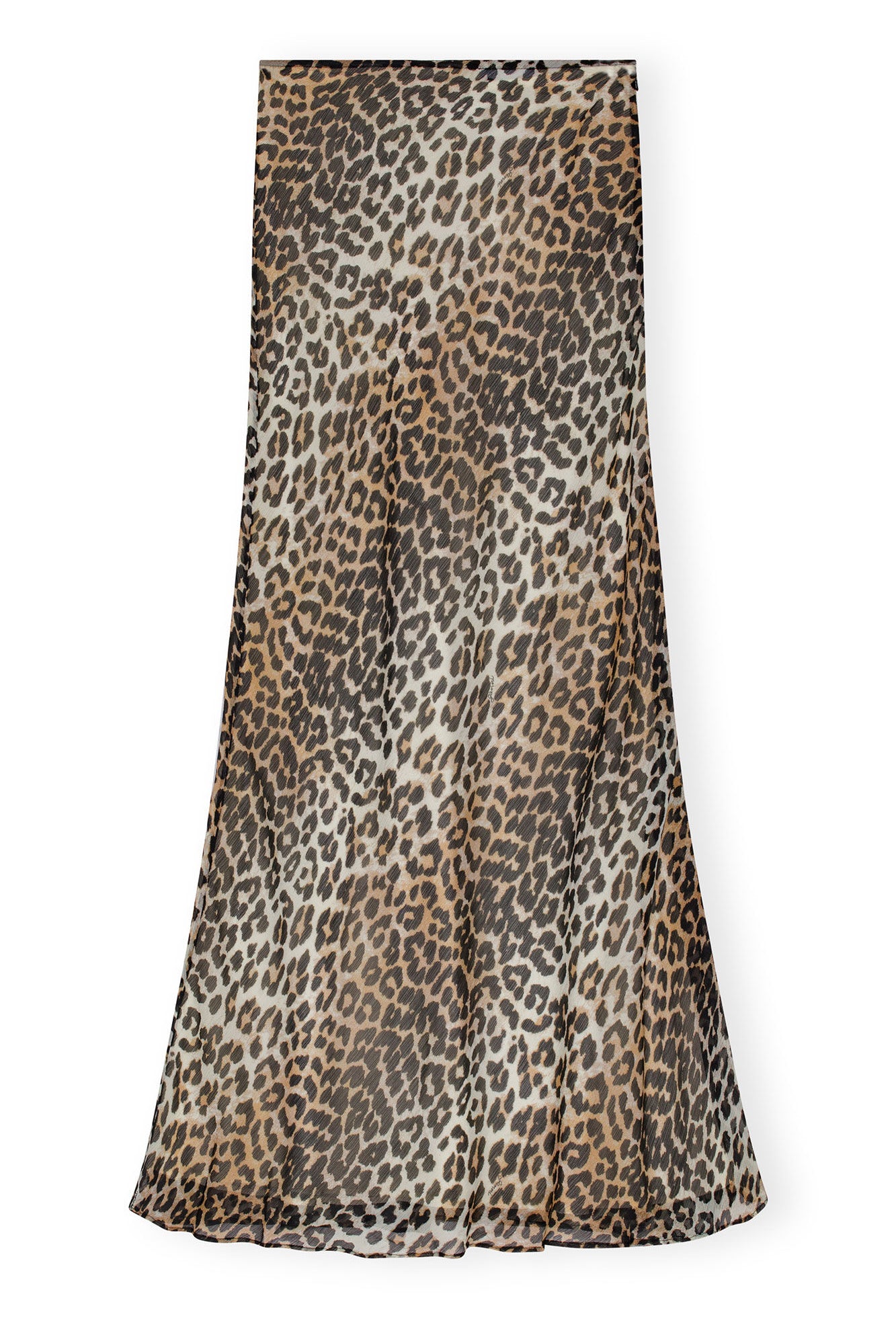 Ganni Printed Chiffon Maxi Skirt Almond Milk - hvittrad.no