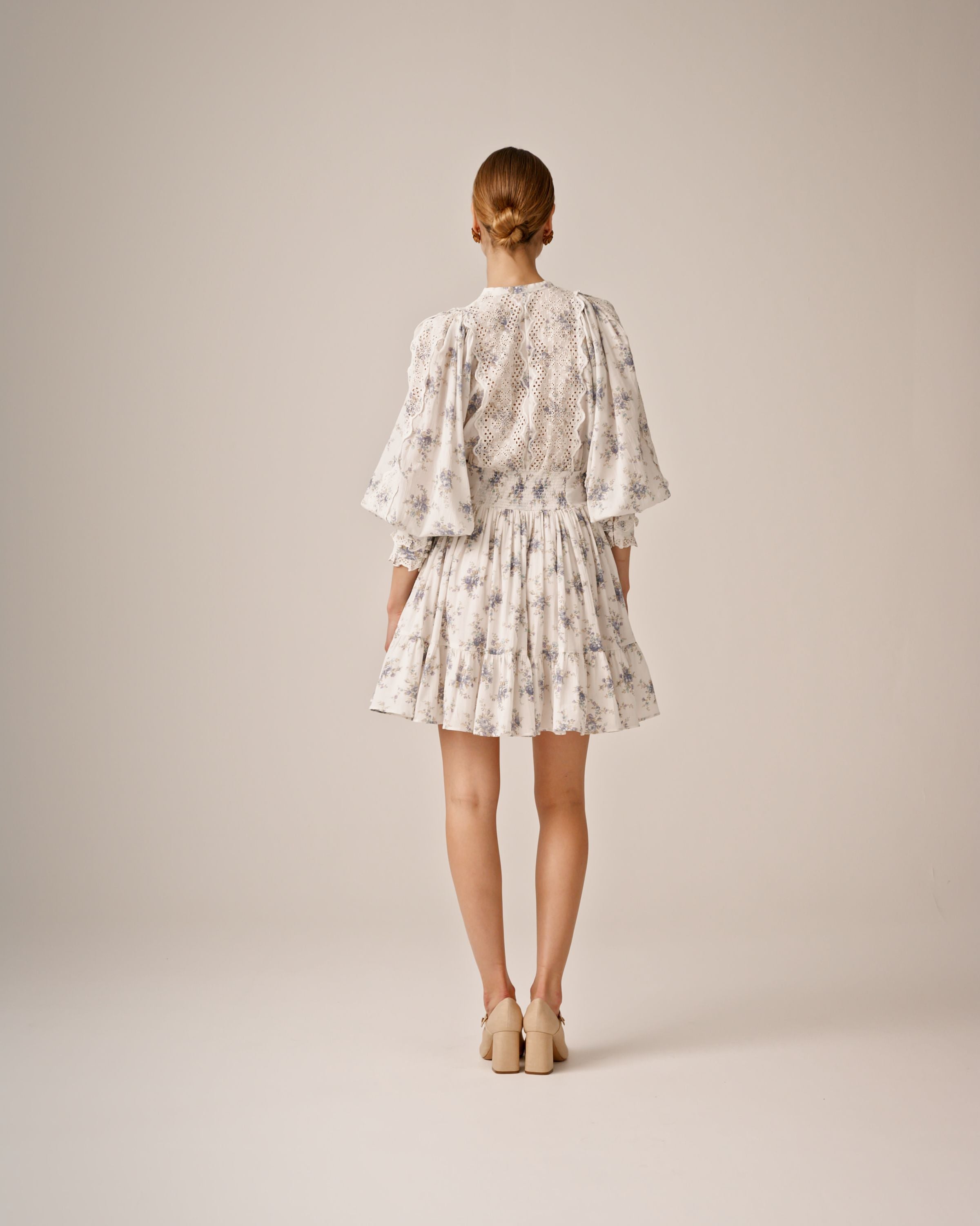 ByTiMo Cotton Slub Mini Dress Flower Buds - hvittrad.no