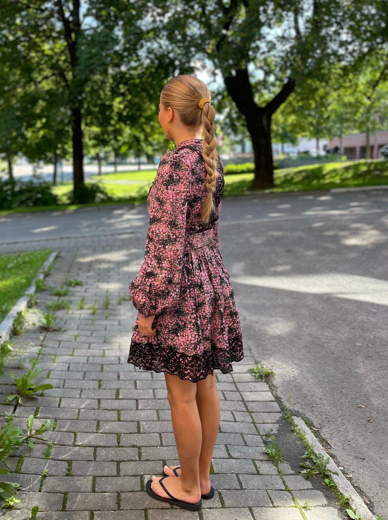 Décorated Poplin Belt Dress Petite Rose