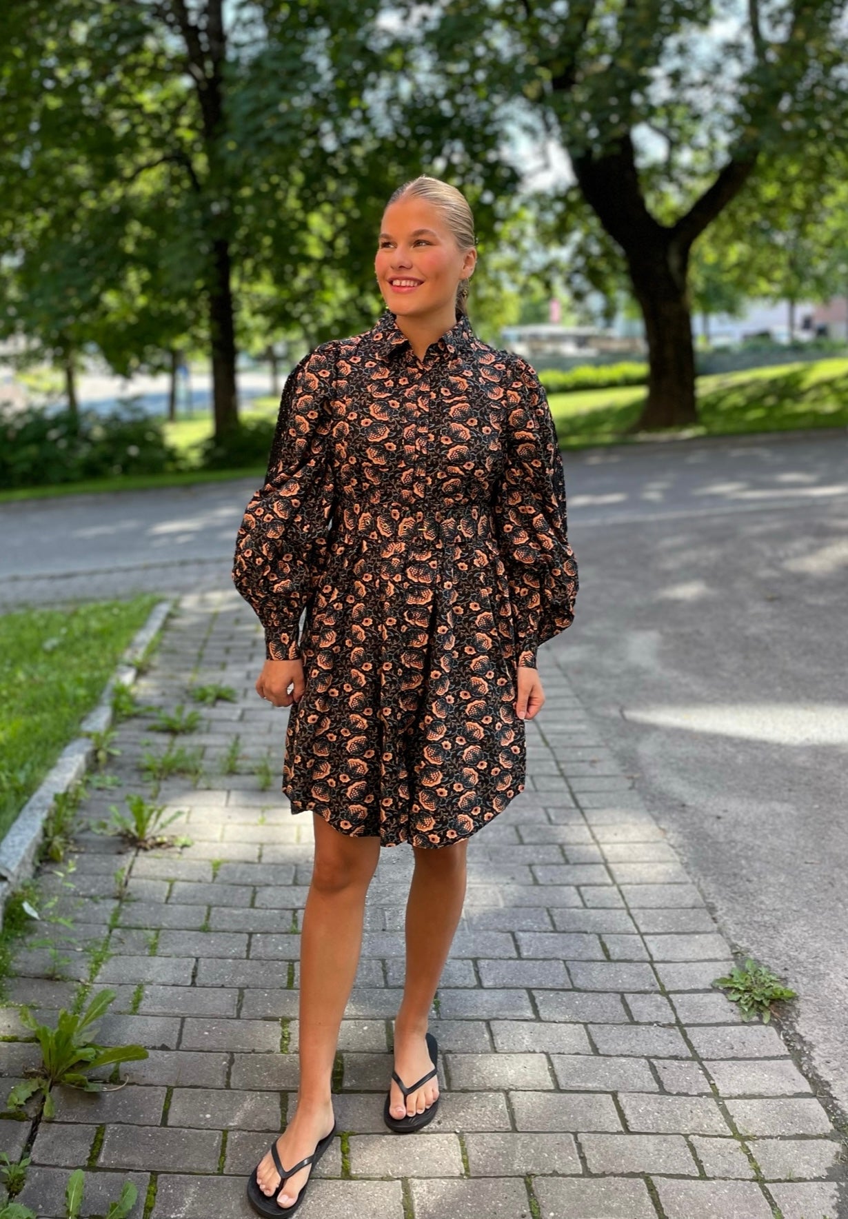 Décorated Poplin Shirt Dress Autumn