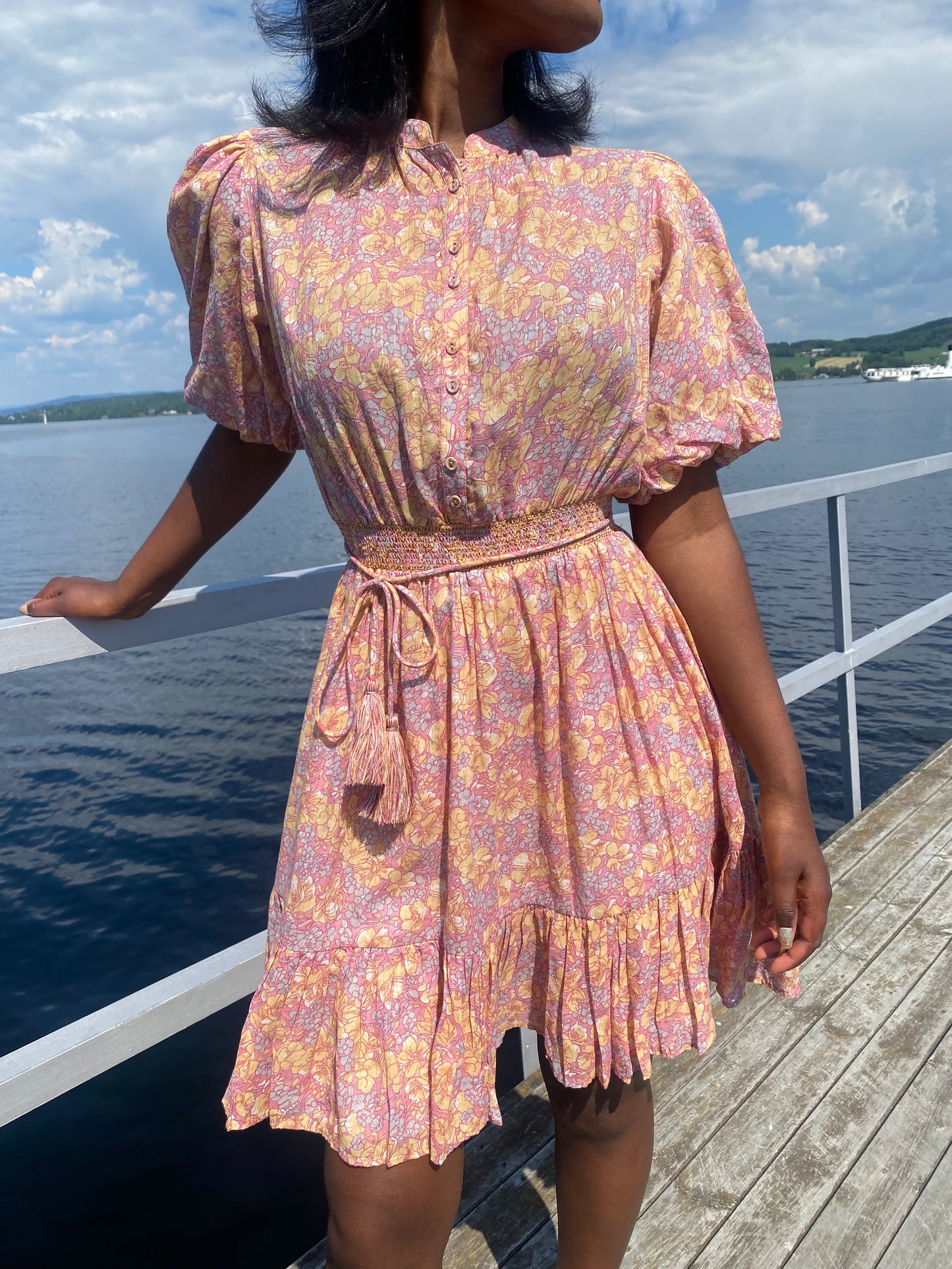 Bohemian Mini Dress Yellow Poppy