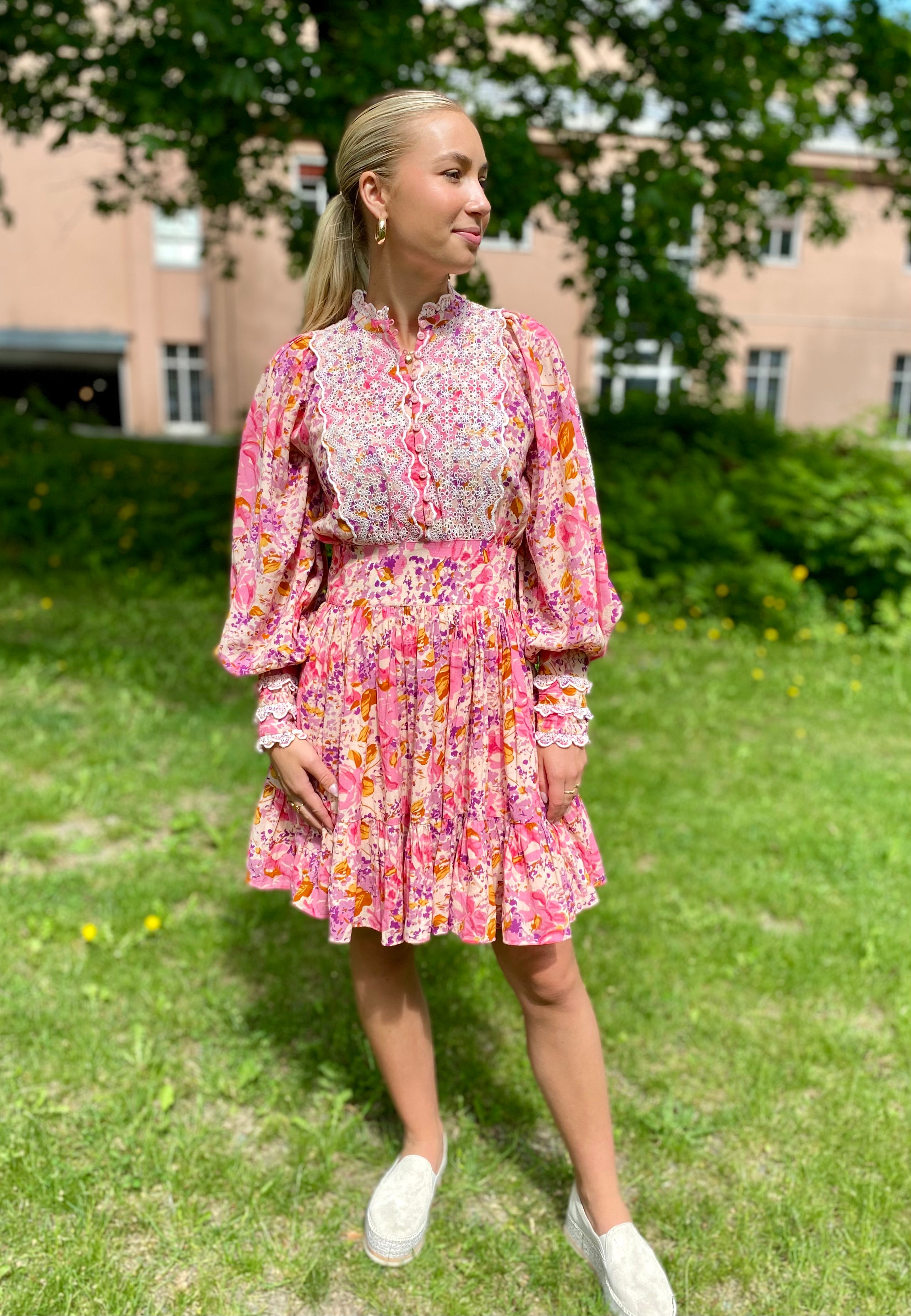 byTiMo Cotton Slub Mini Dress Hydrangea - hvittrad.no