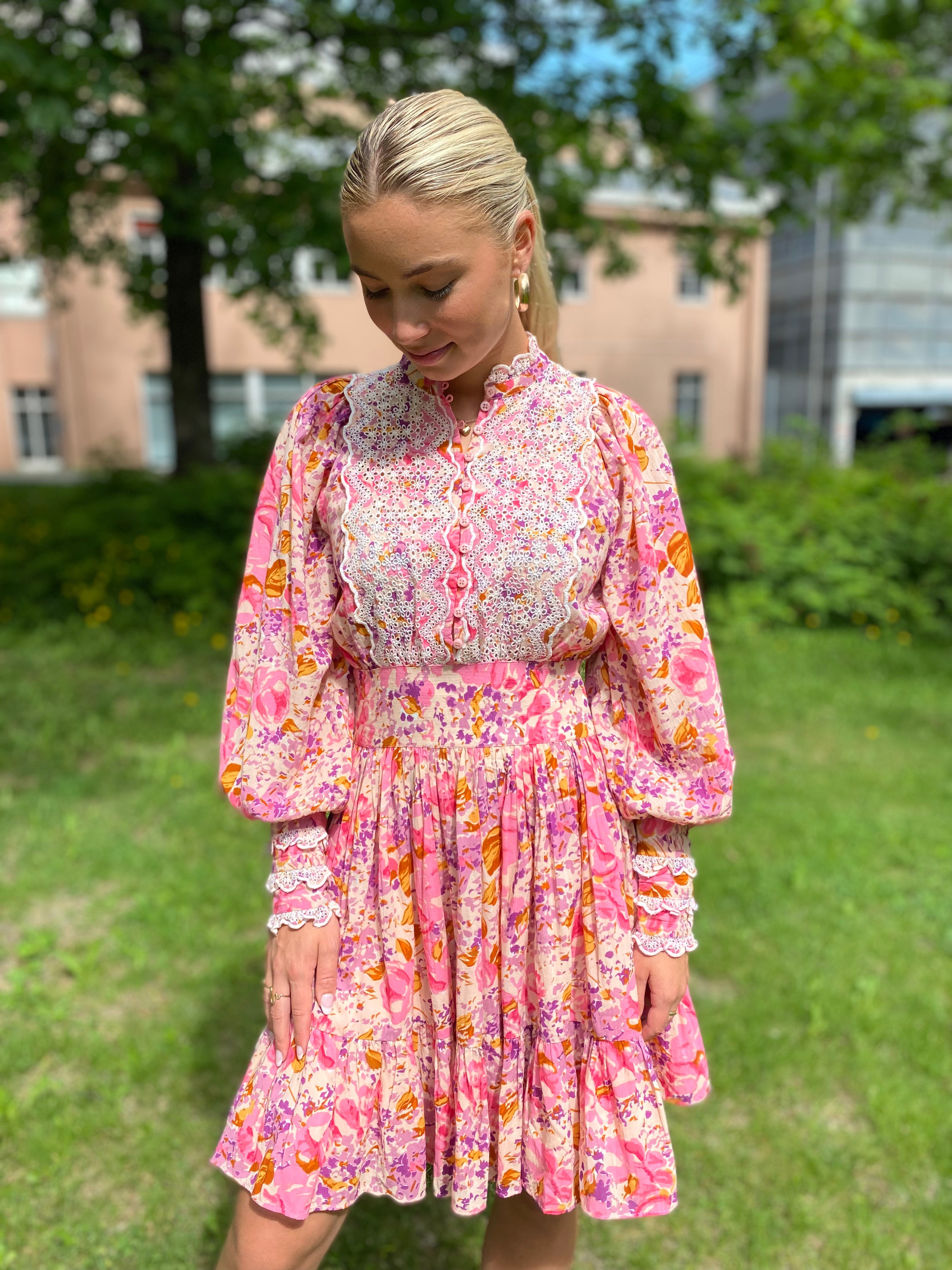 byTiMo Cotton Slub Mini Dress Hydrangea - hvittrad.no