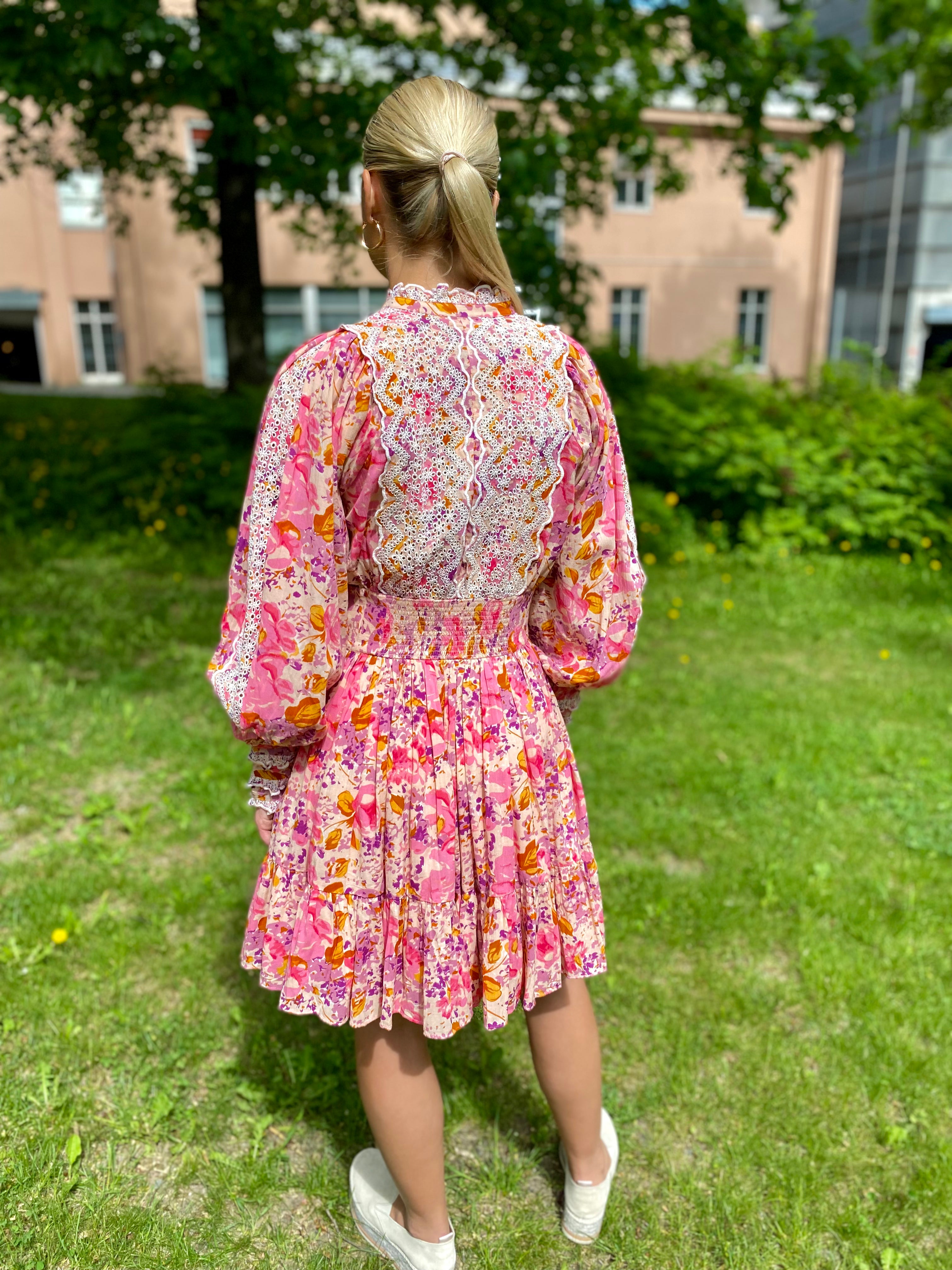 byTiMo Cotton Slub Mini Dress Hydrangea - hvittrad.no