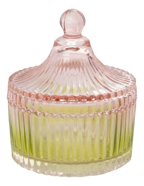 Oppbevaringskrukke med striper, lime/rosa