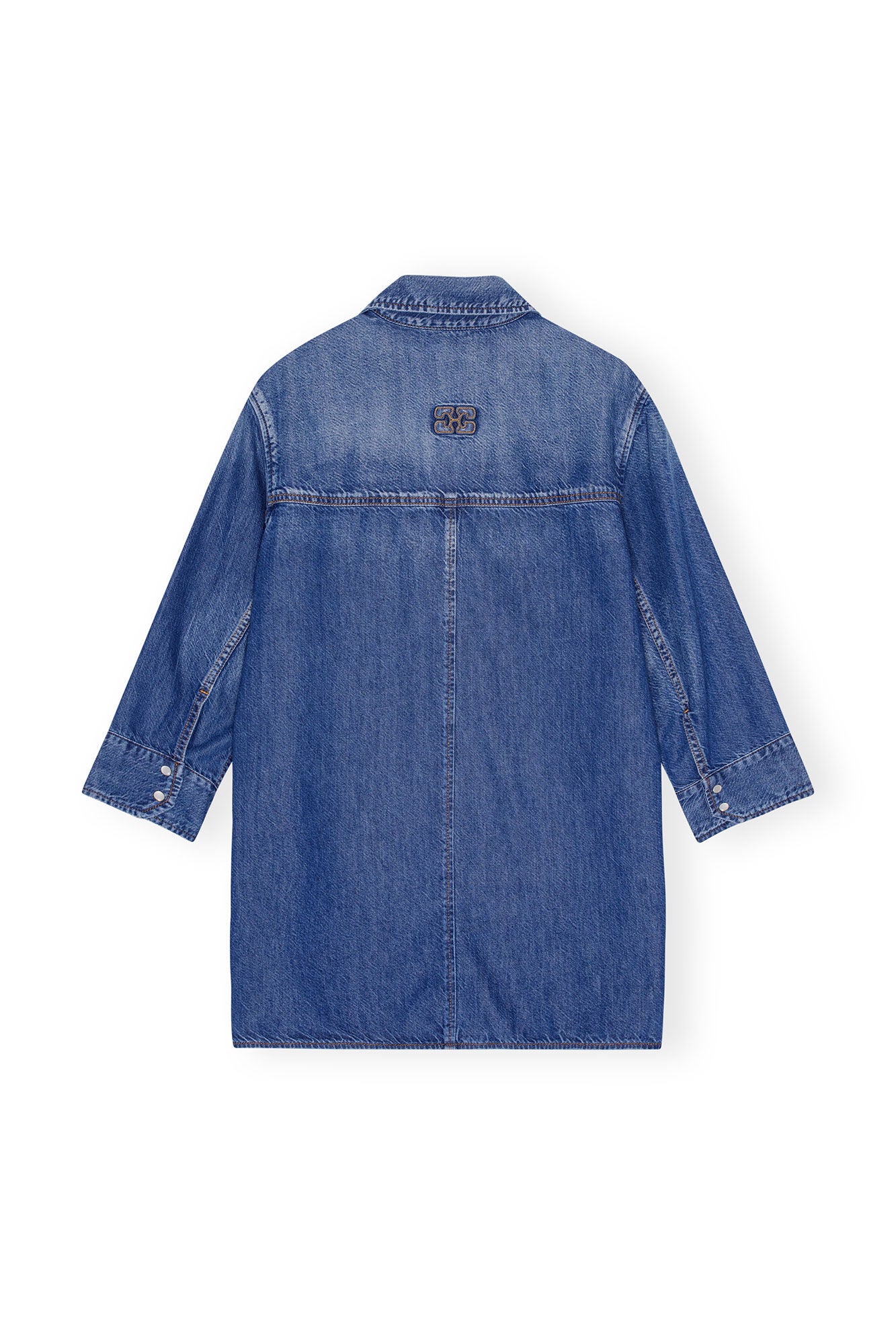 Ganni Light Denim Oversized Shirt Mid Blue Vintage - hvittrad.no