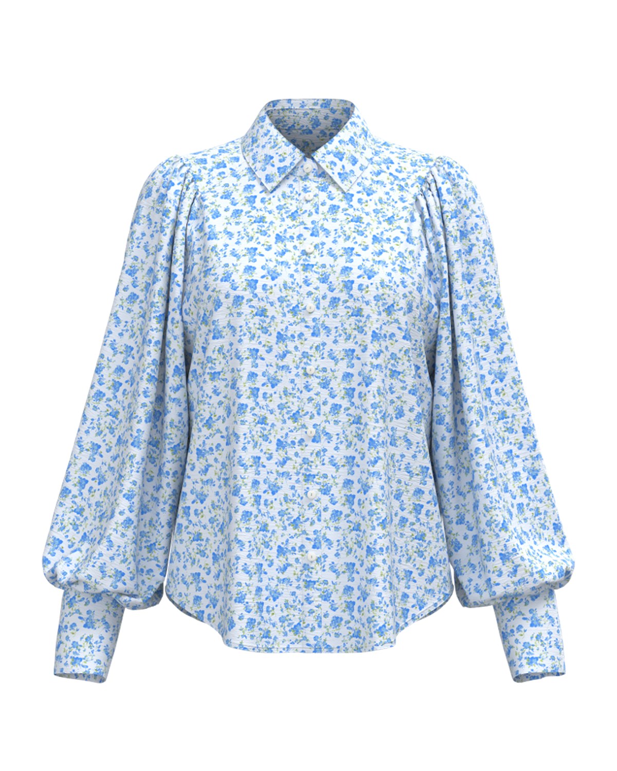 MSCH Copenhagen Laurelle Ladonna Shirt AOP Champ Blue Flower - hvittrad.no