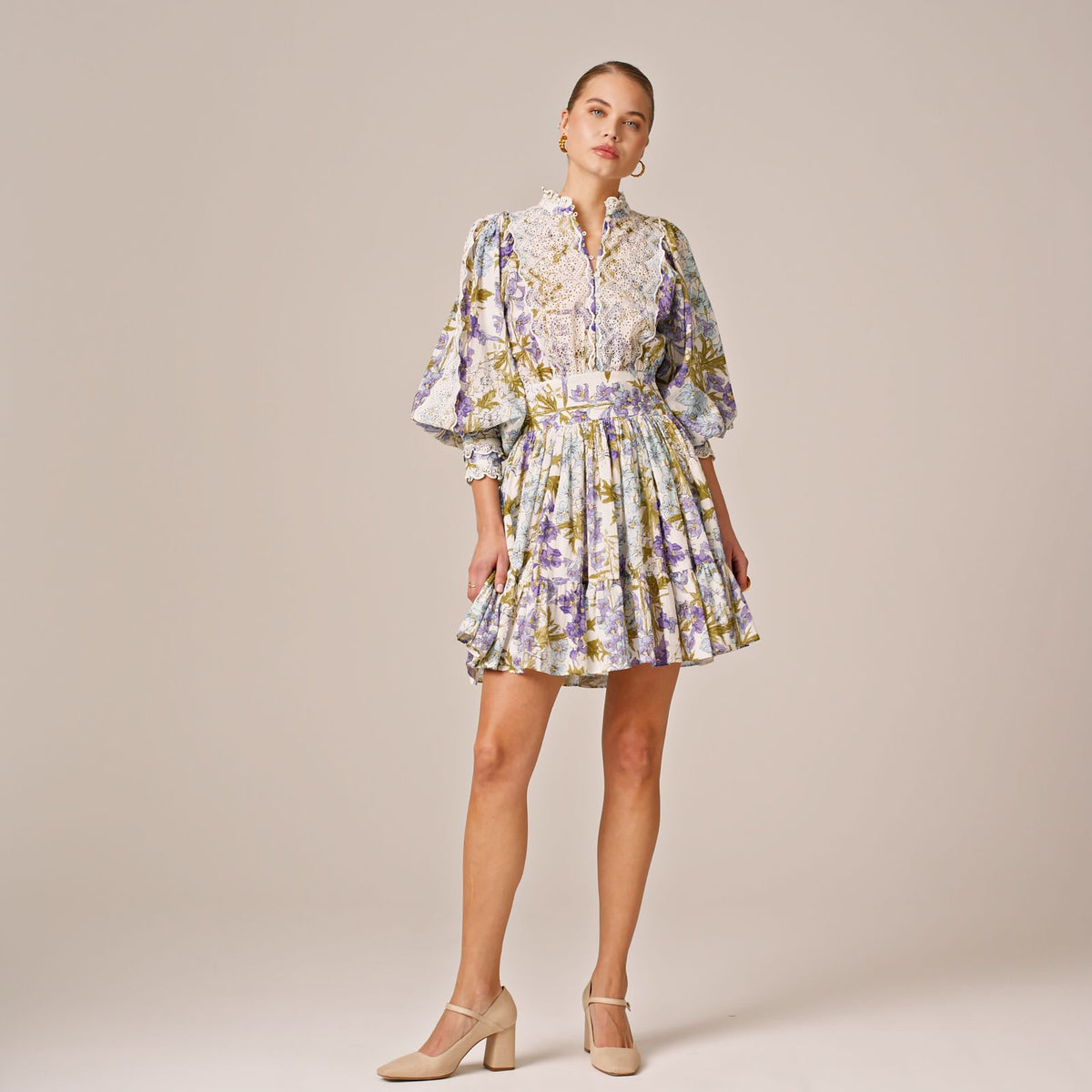 Cotton Slub Mini Dress Botanical