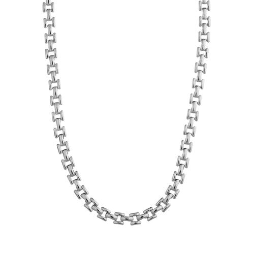 Slim Vintage Link Chain Necklace Silver