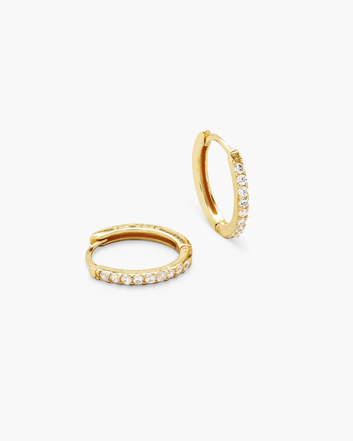 Philippa Studios Pave Hoops White Medium Gold - hvittrad.no