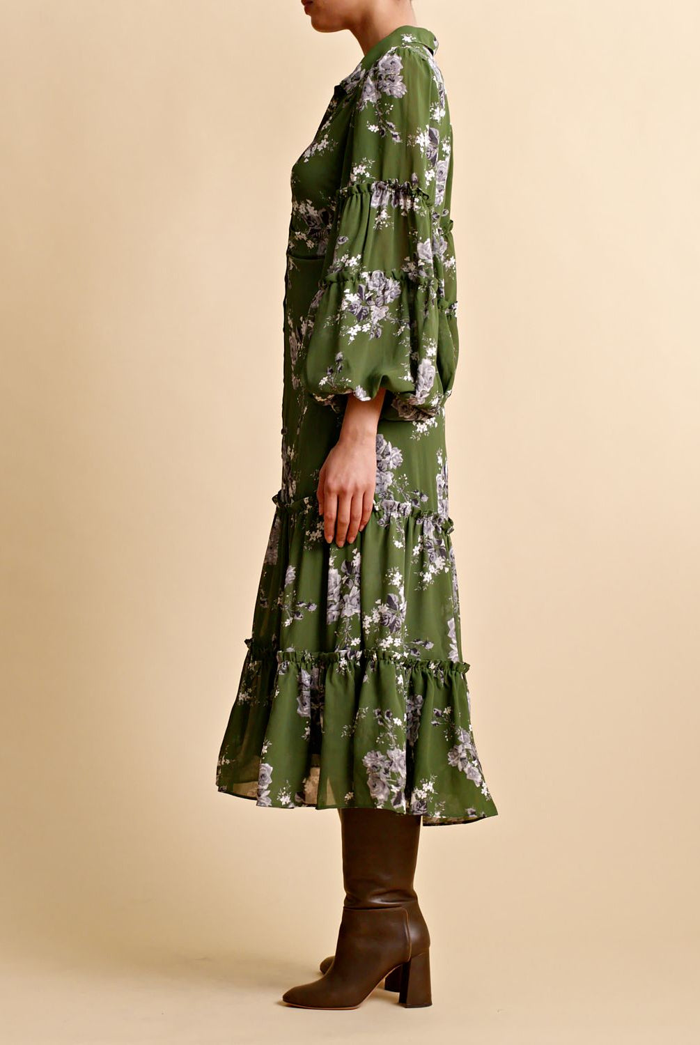 byTiMo Spring Shirt Dress Green Rose - hvittrad.no