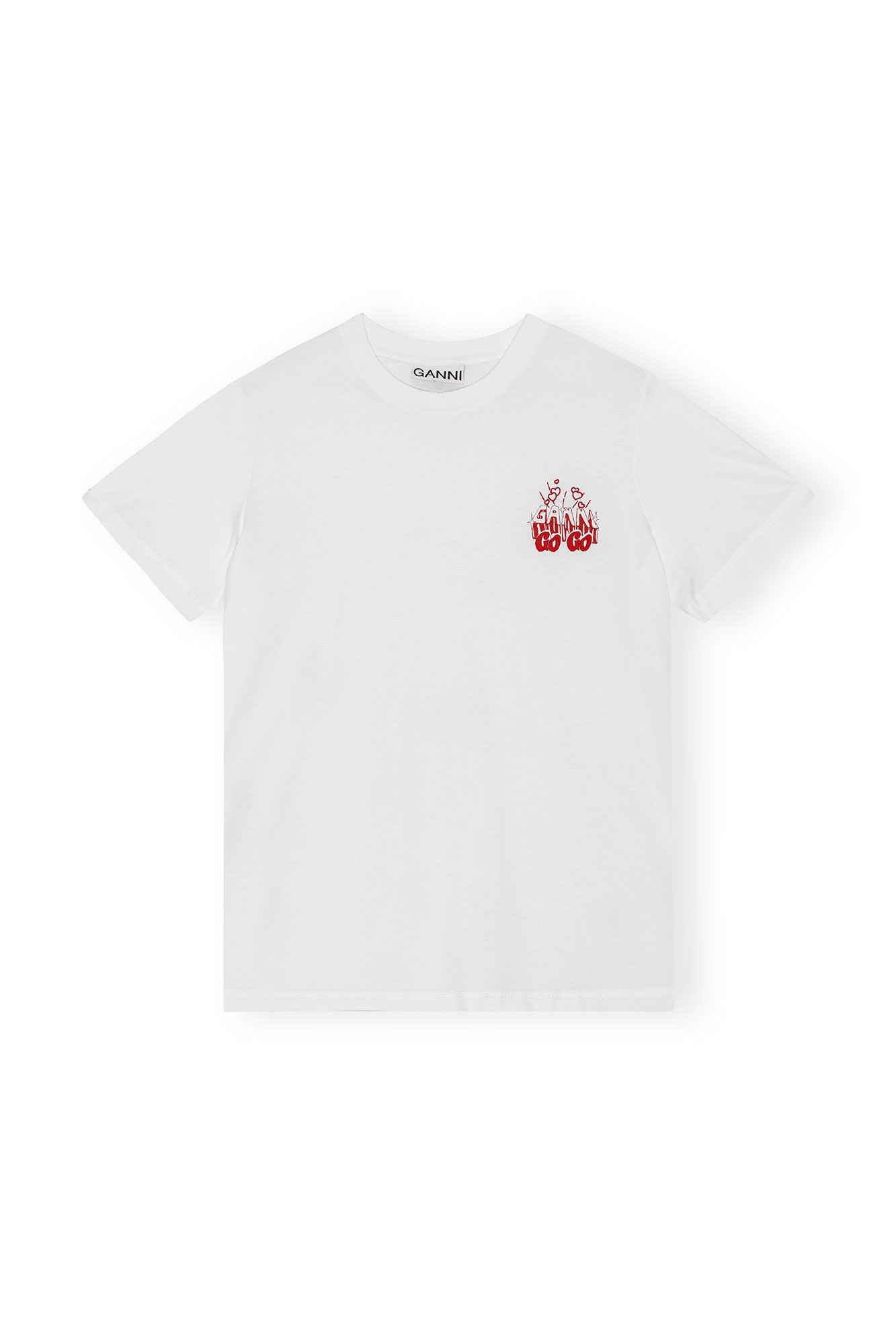 Ganni Thin Jersey GoGo Relaxed T-Shirt Bright White - hvittrad.no