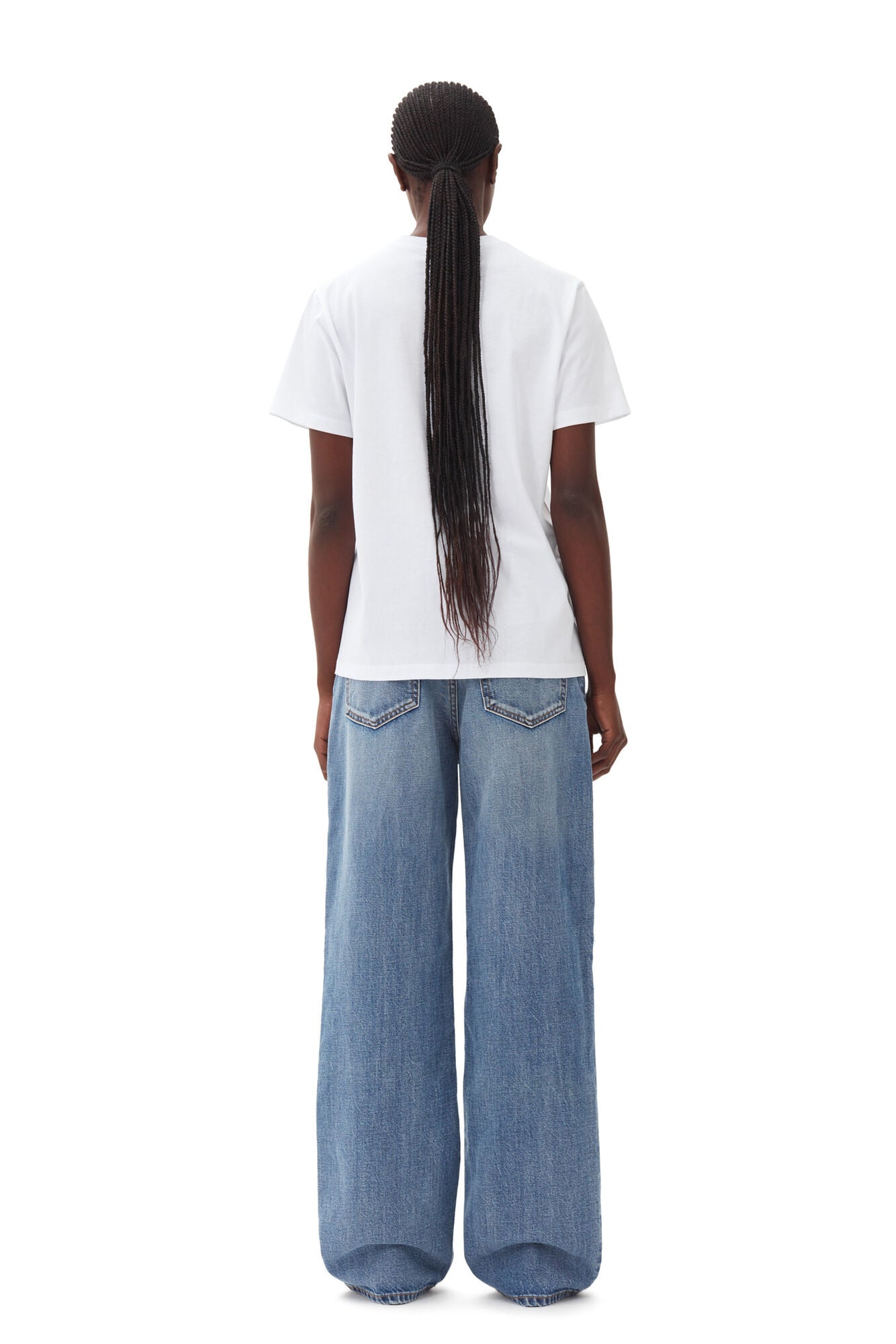 GANNI Basic Jersey Cherry Relaxed T-shirt Bright White - hvittrad.no