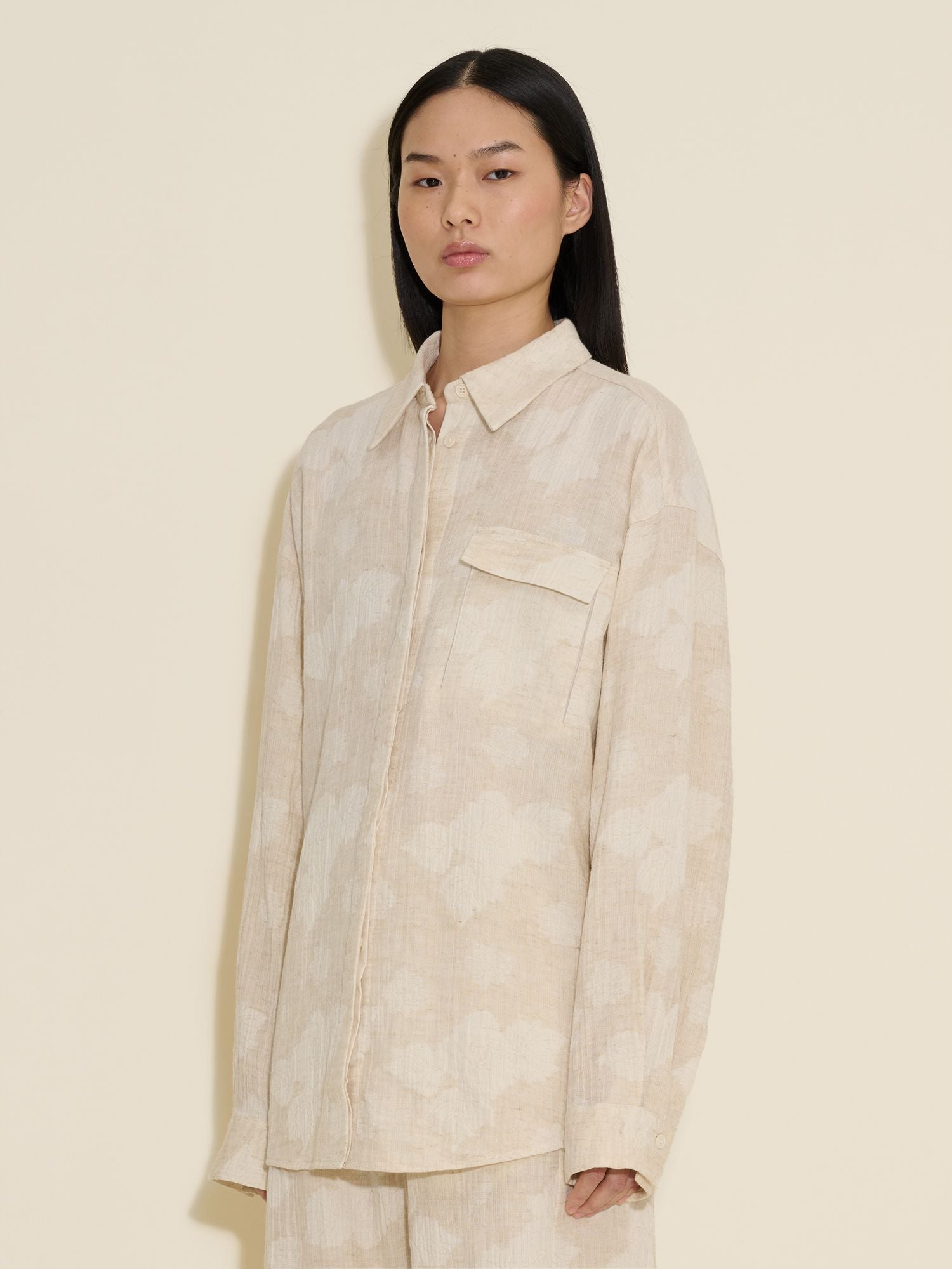 Holzweiler Dais Jacquard Shirt Ecru Mix - hvittrad.no