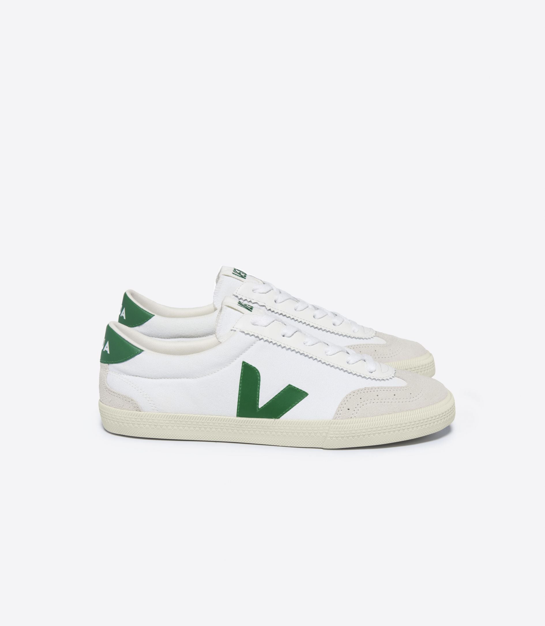 Veja Volley Canvas White Emeraude - hvittrad.no