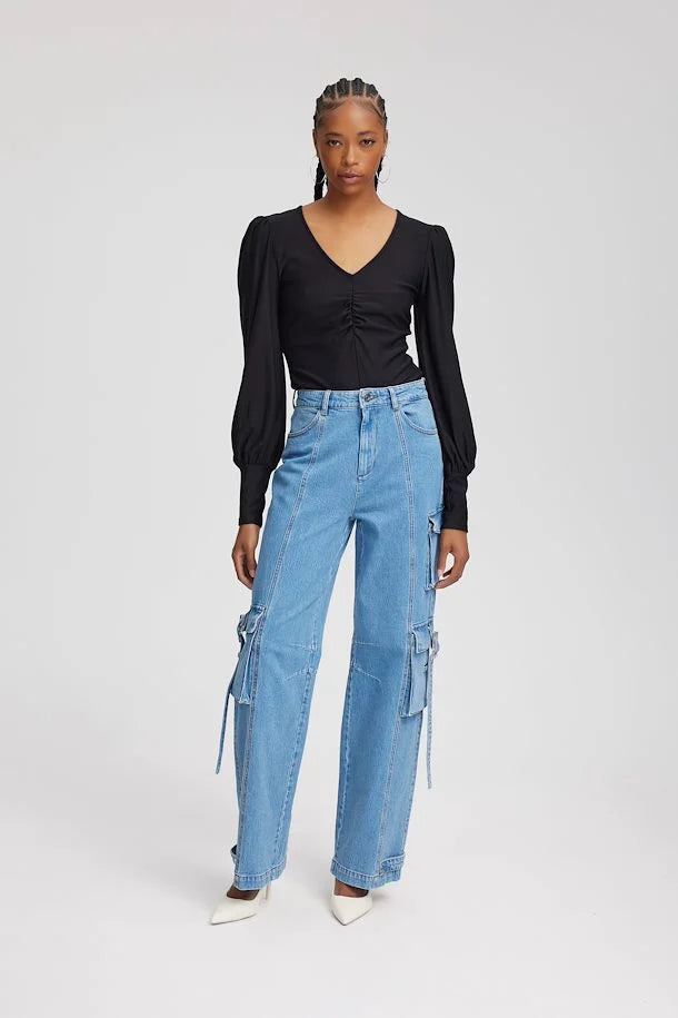 Gestuz RifaGZ V-Neck Blouse Black - hvittrad.no