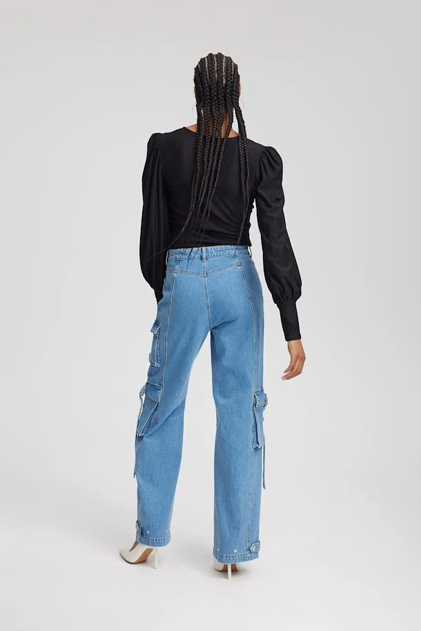 Gestuz RifaGZ V-Neck Blouse Black - hvittrad.no