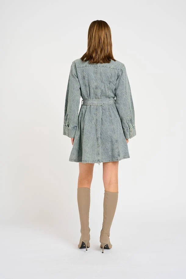 Gestuz GiannaGZ Short Dress Blue/White Marble - hvittrad.no