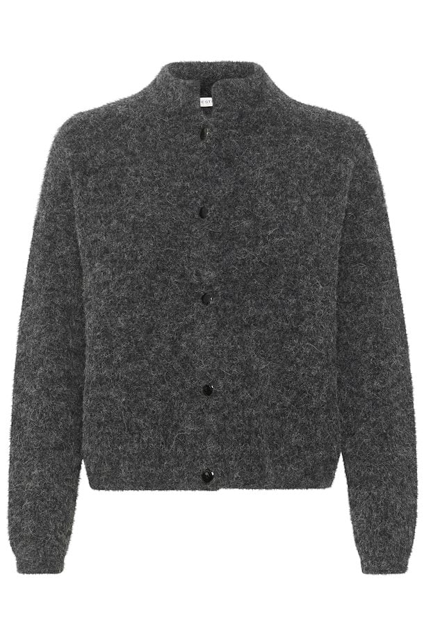 Gestuz AlphaGZ Short Cardigan Charcoal Melange - hvittrad.no