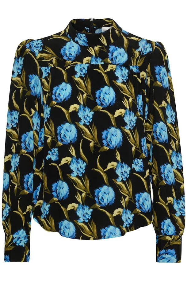 Gestuz PiaGZ P Blouse Flower Army Blue - hvittrad.no