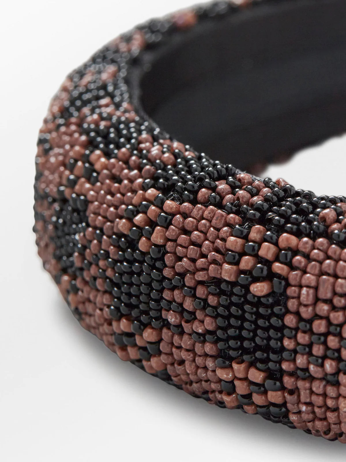 Gingham Beaded Hairbrace Acorn Brown