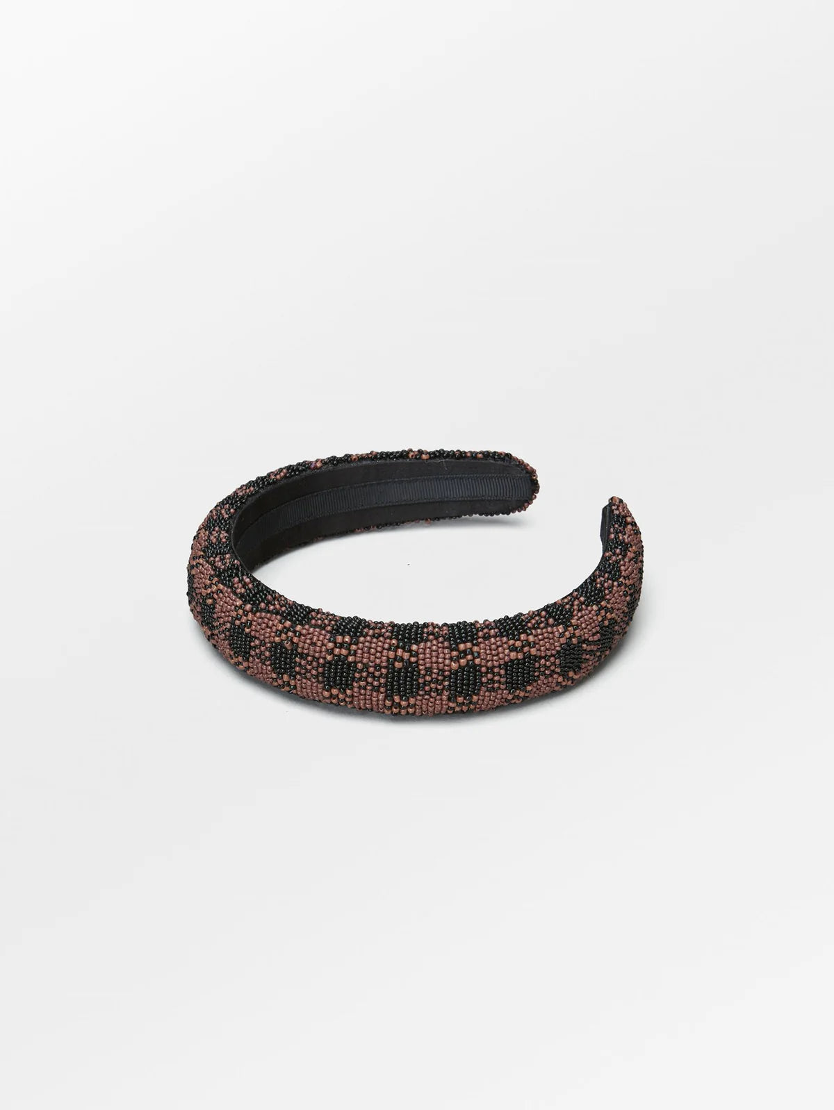Gingham Beaded Hairbrace Acorn Brown